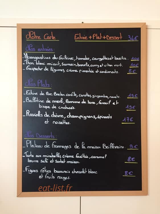 Le Bistrot des Remparts — carte page 1