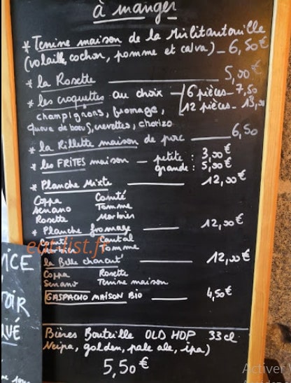Le Bistrot du Oan's — carte page 1