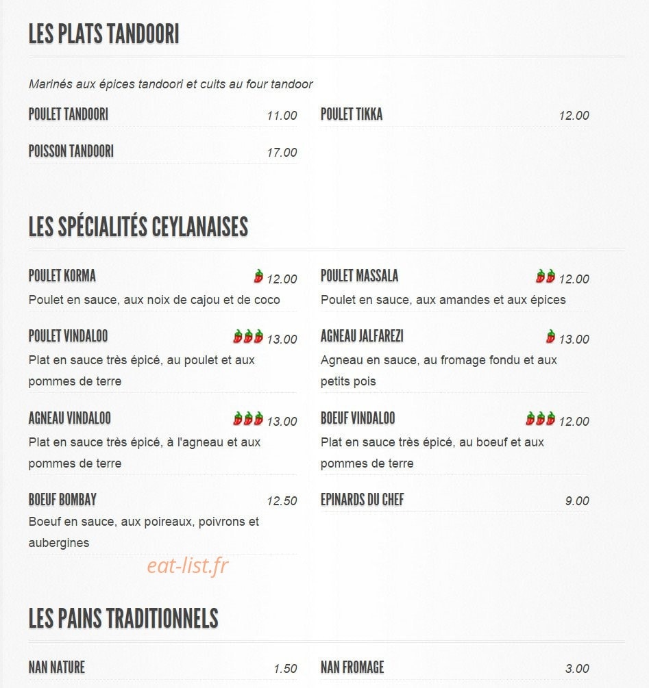 Le Bombay — carte page 3