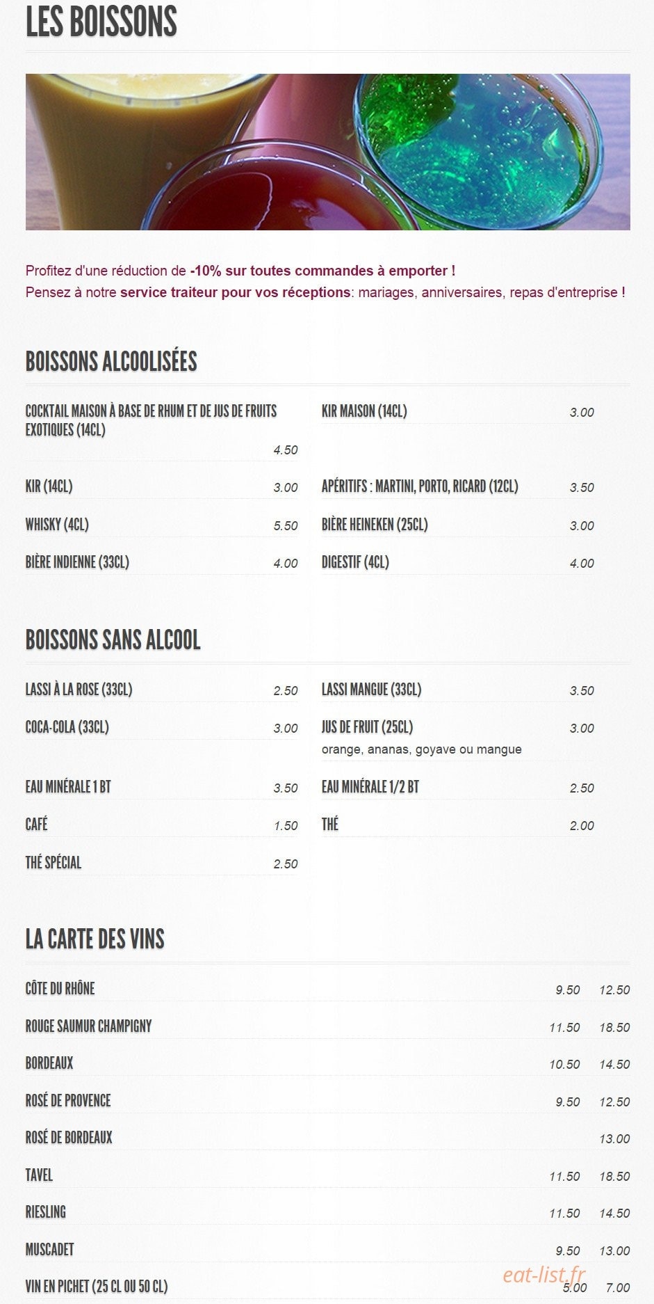 Le Bombay — carte page 6