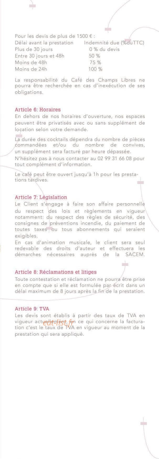 Le Café des Champs Libres — carte page 11