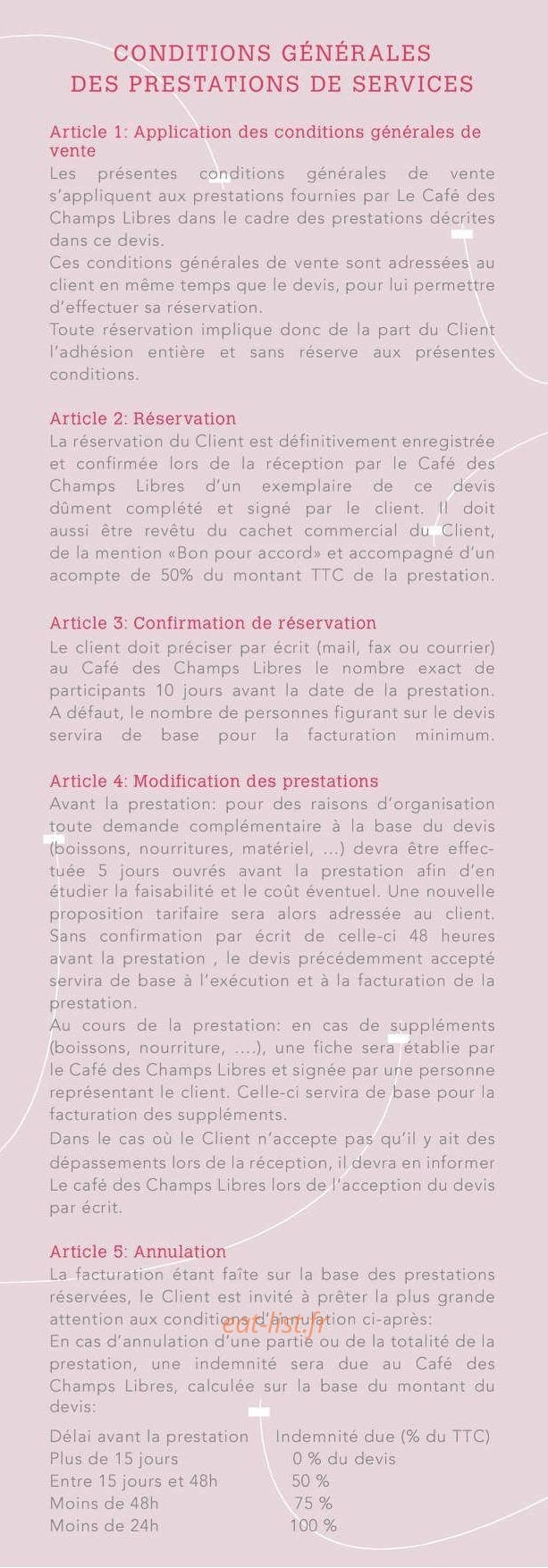 Le Café des Champs Libres — carte page 10