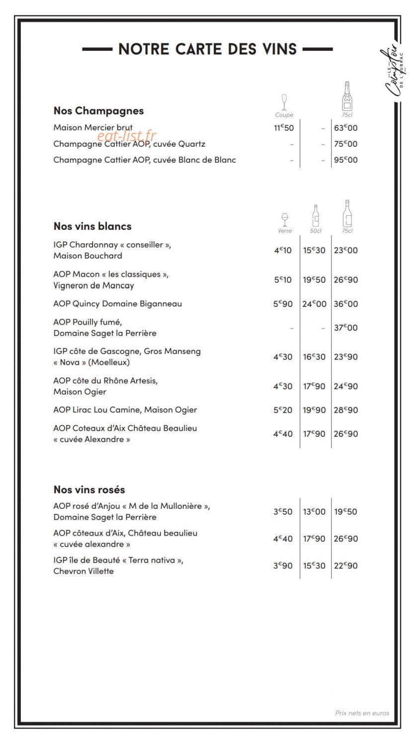 Le Comptoir de l'Aubrac — carte page 9