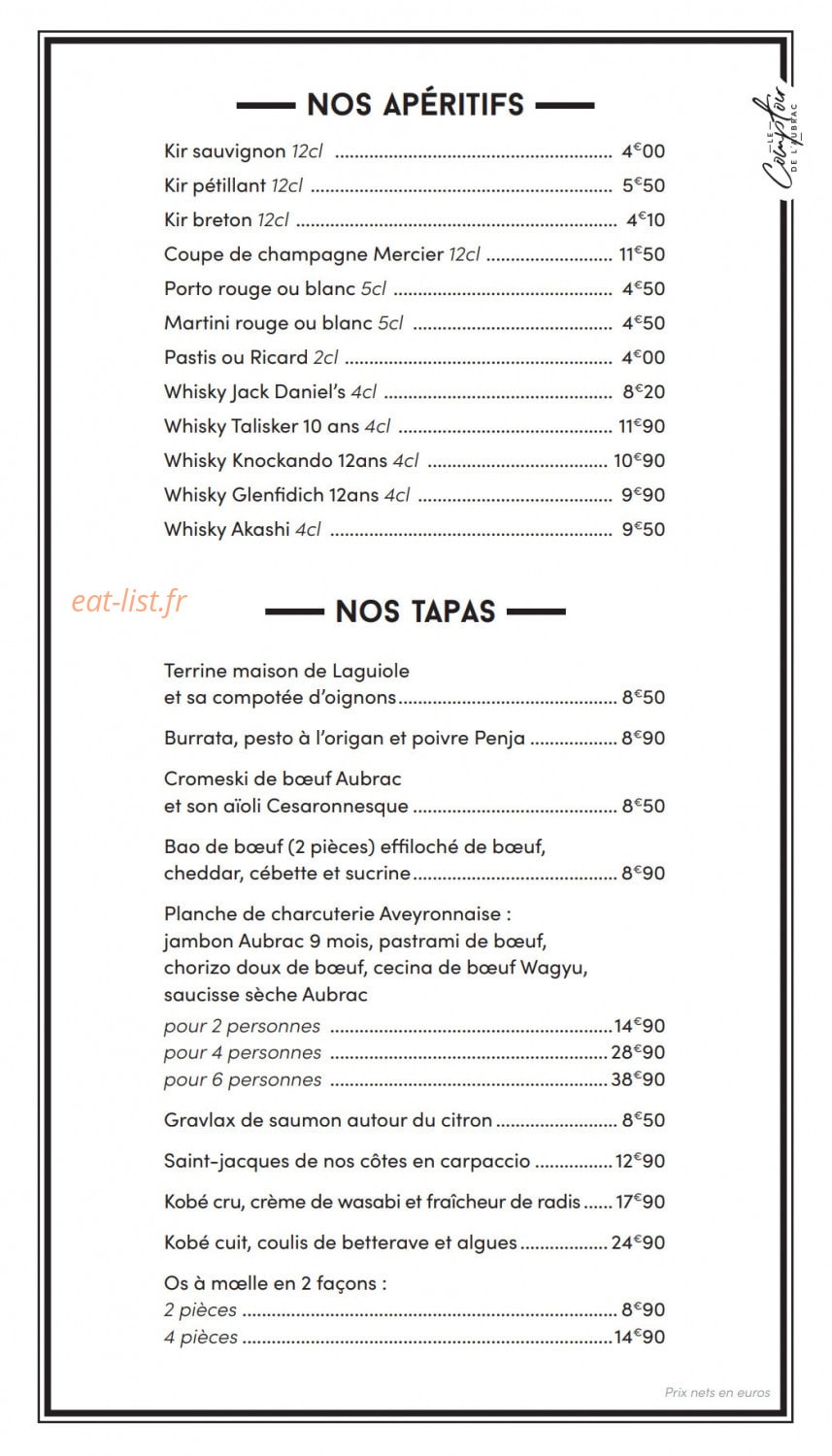 Le Comptoir de l'Aubrac — carte page 5