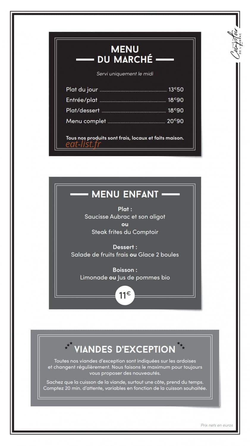 Le Comptoir de l'Aubrac — carte page 6