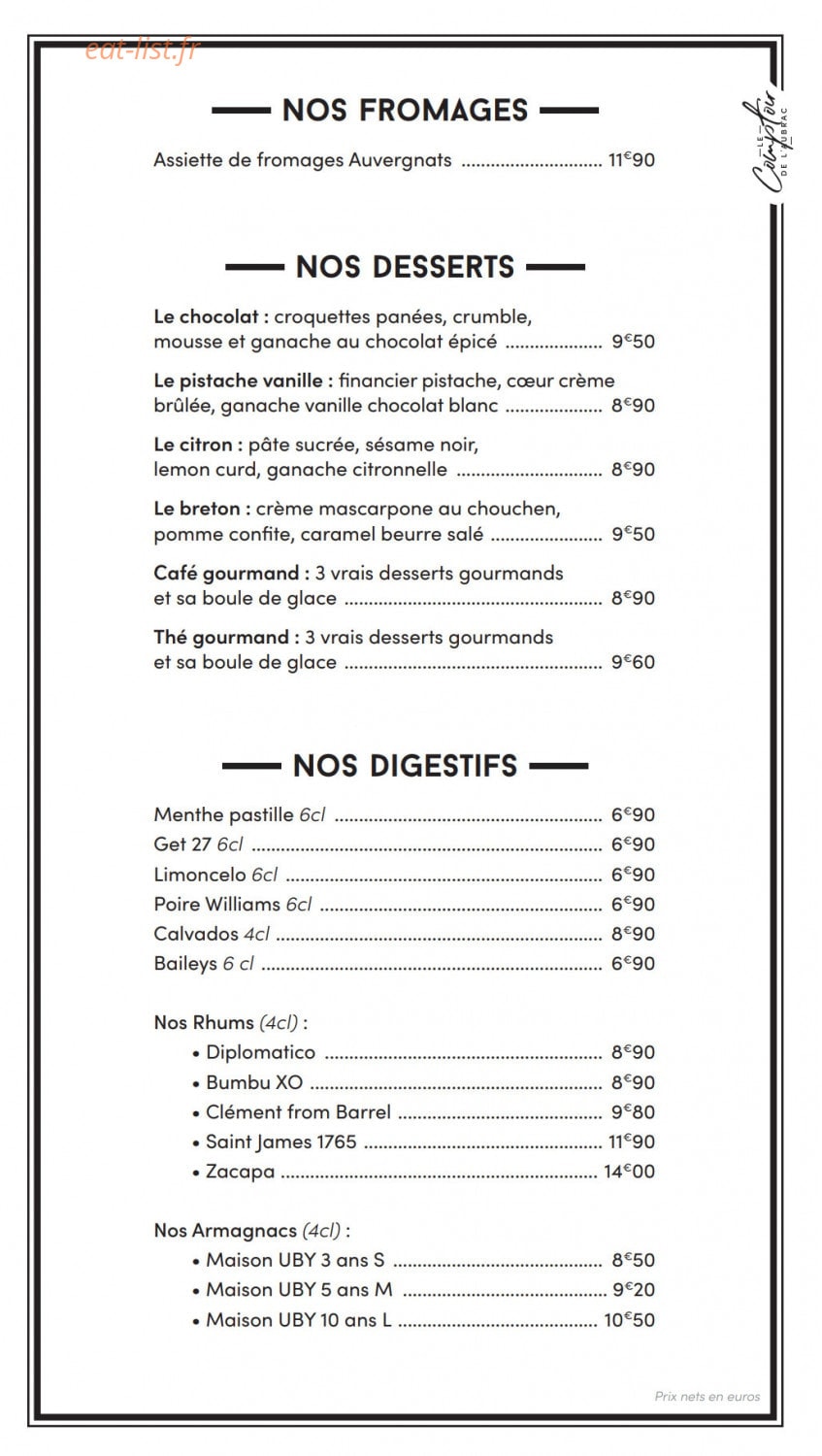 Le Comptoir de l'Aubrac — carte page 3
