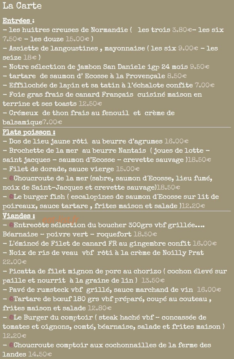 Le Comptoir — carte page 2