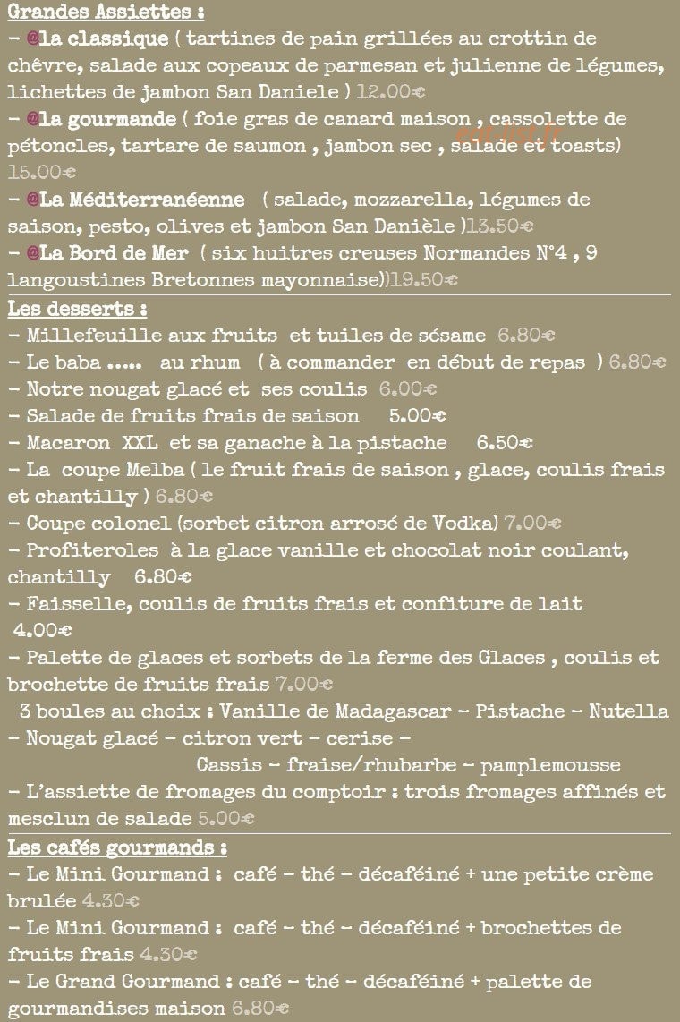 Le Comptoir — carte page 3