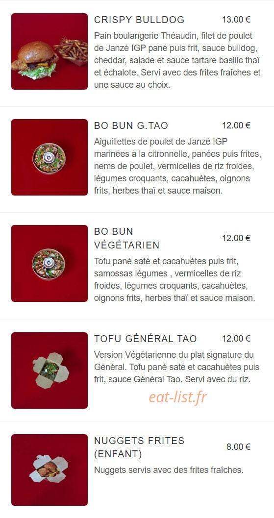 Le Général Tao — carte page 2