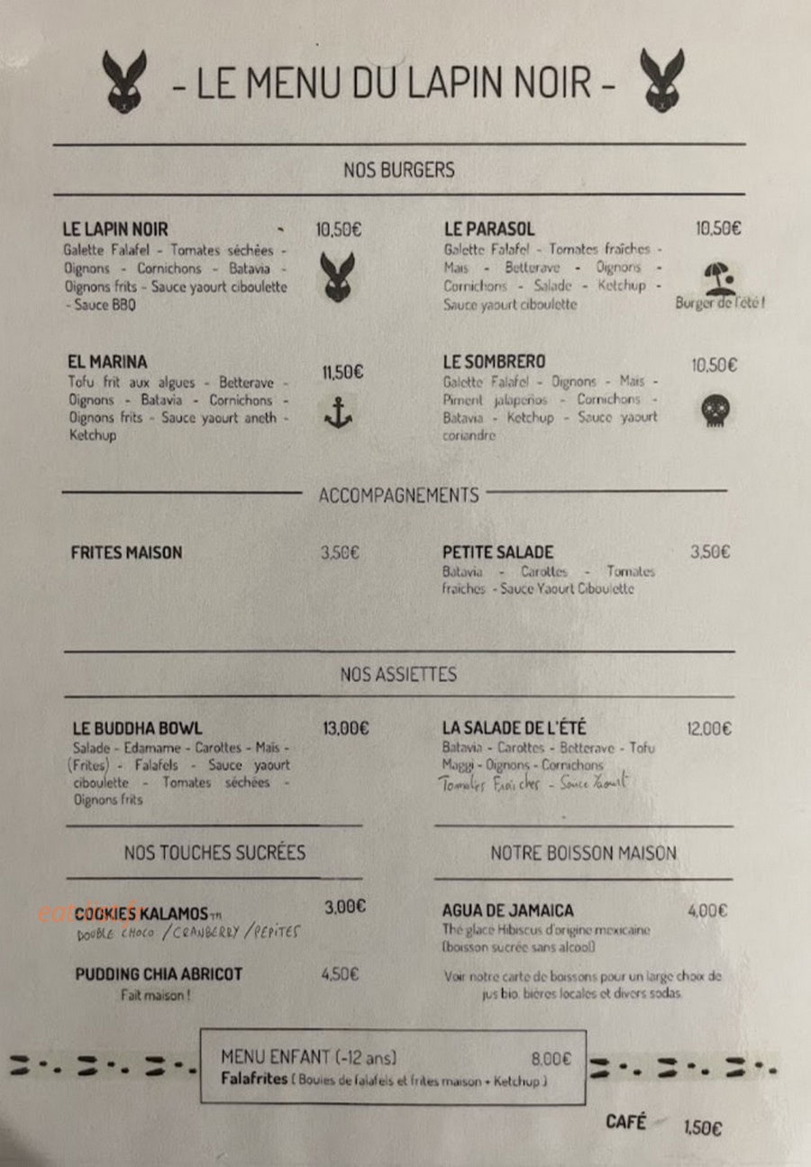 Le Lapin Noir — carte page 1