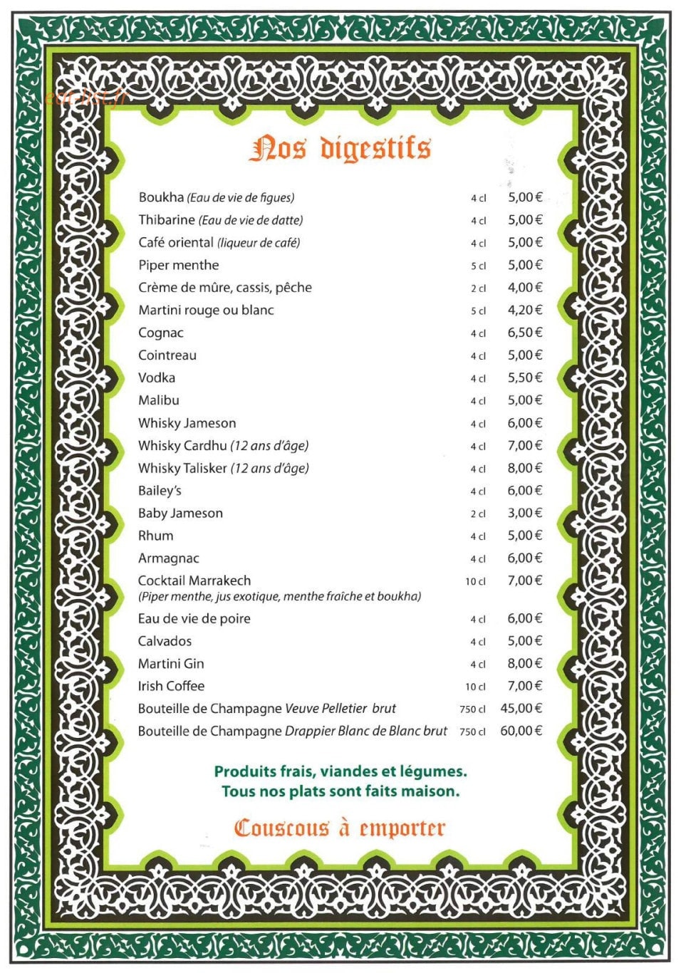 Le Marrakech — carte page 10