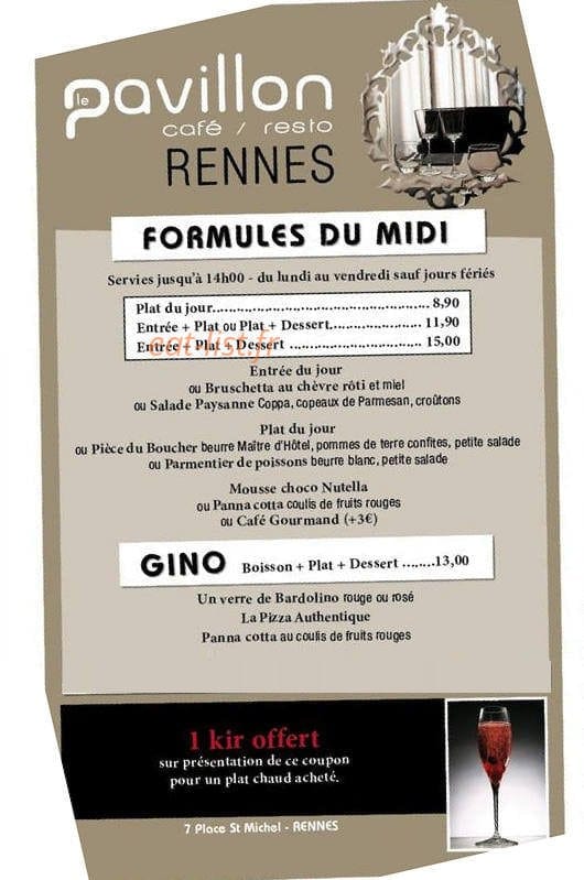 Le Pavillon — carte page 1
