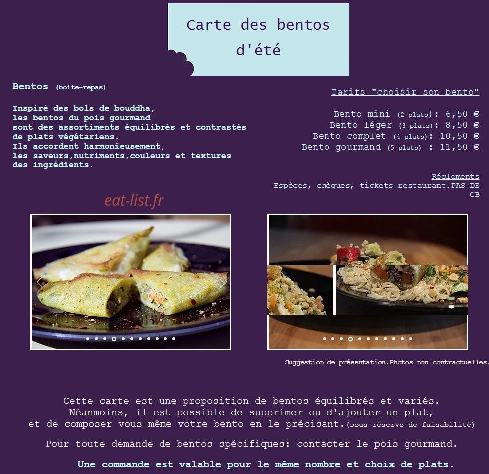 Le pois gourmand — carte page 1