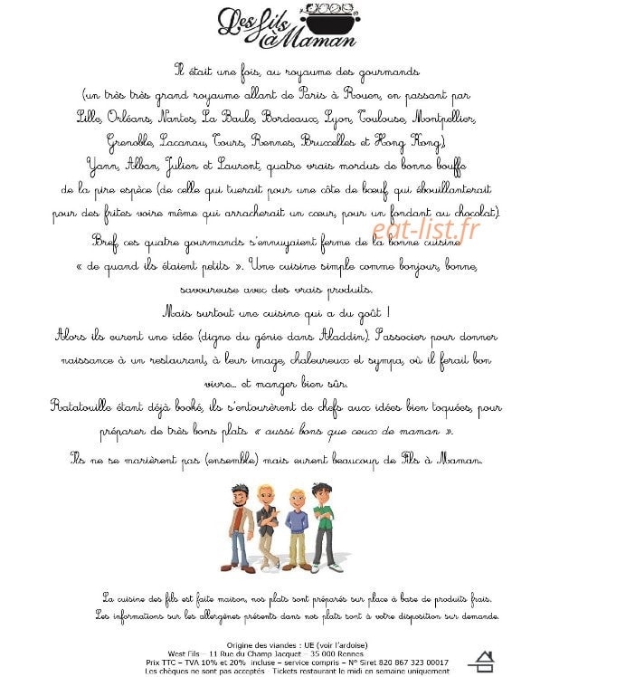 Les Fils à Maman — carte page 1