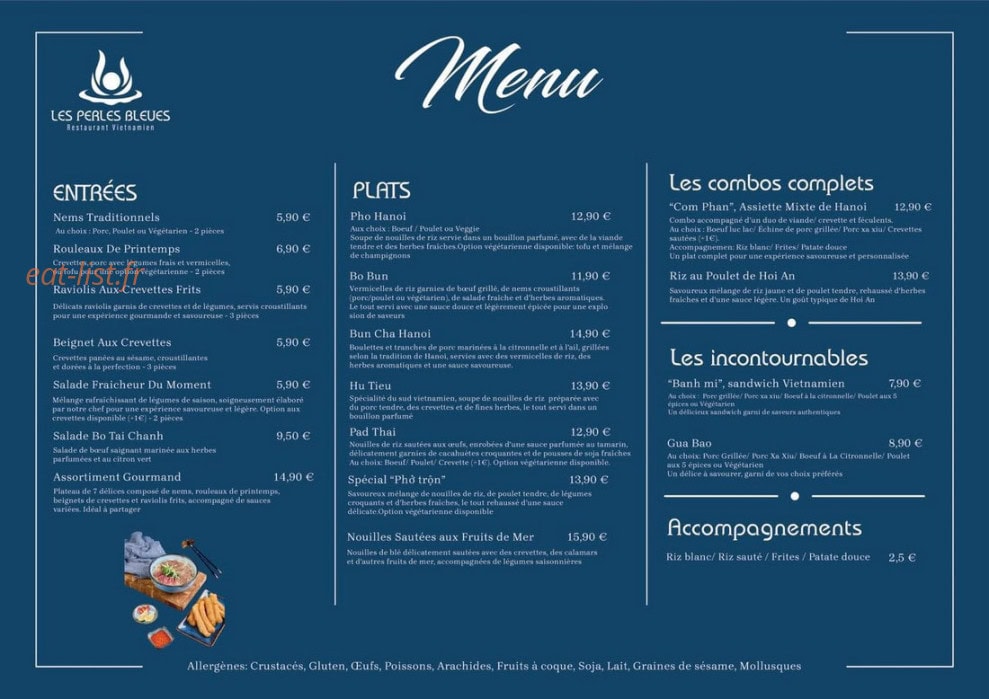 Les Perles Bleues — carte page 1