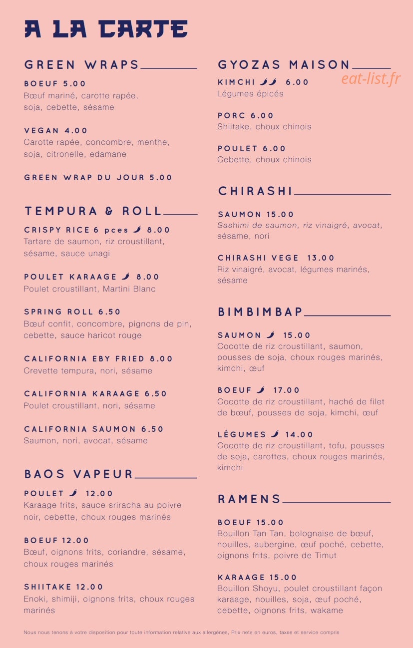 Miss Bao — carte page 2