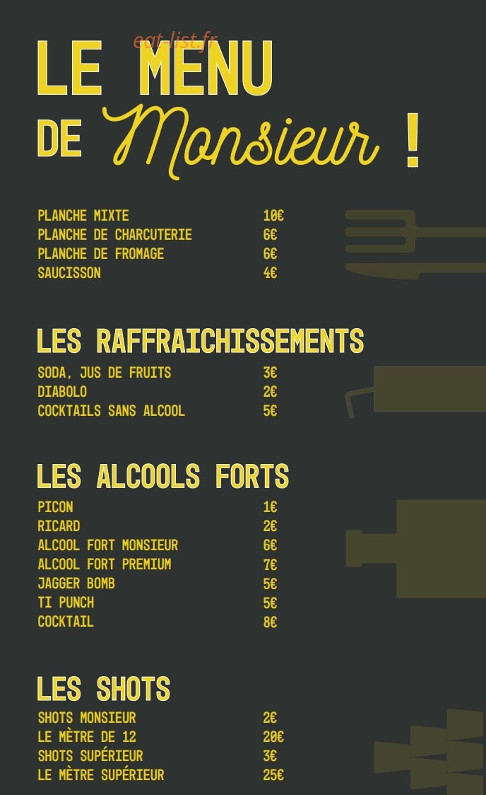 Monsieur le Zinc — carte page 1