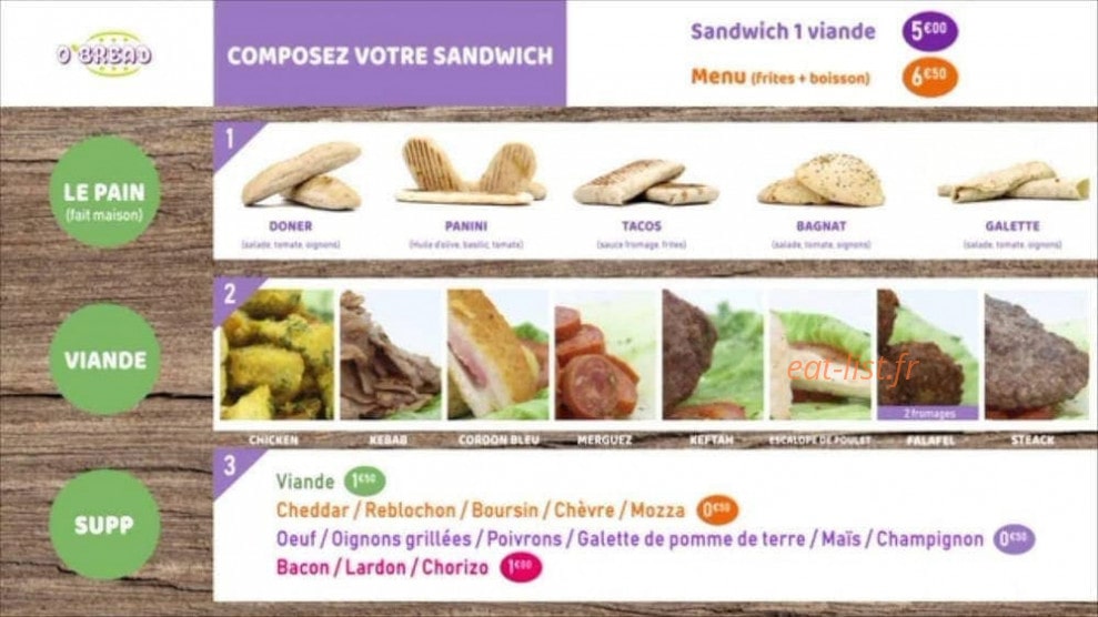 O'Bread — carte page 1