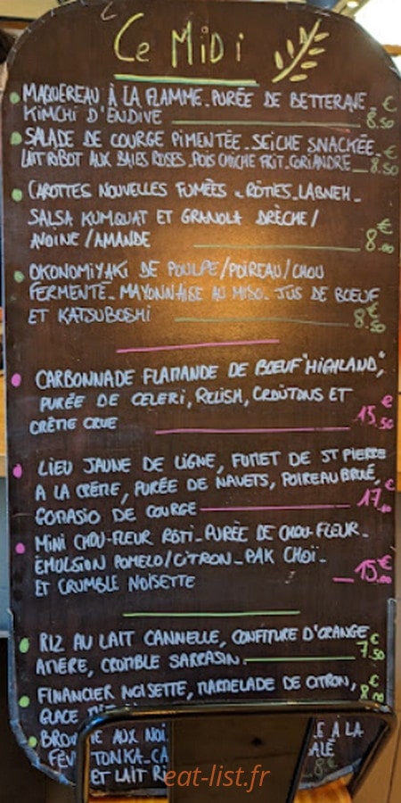 Origines Bistro — carte page 1