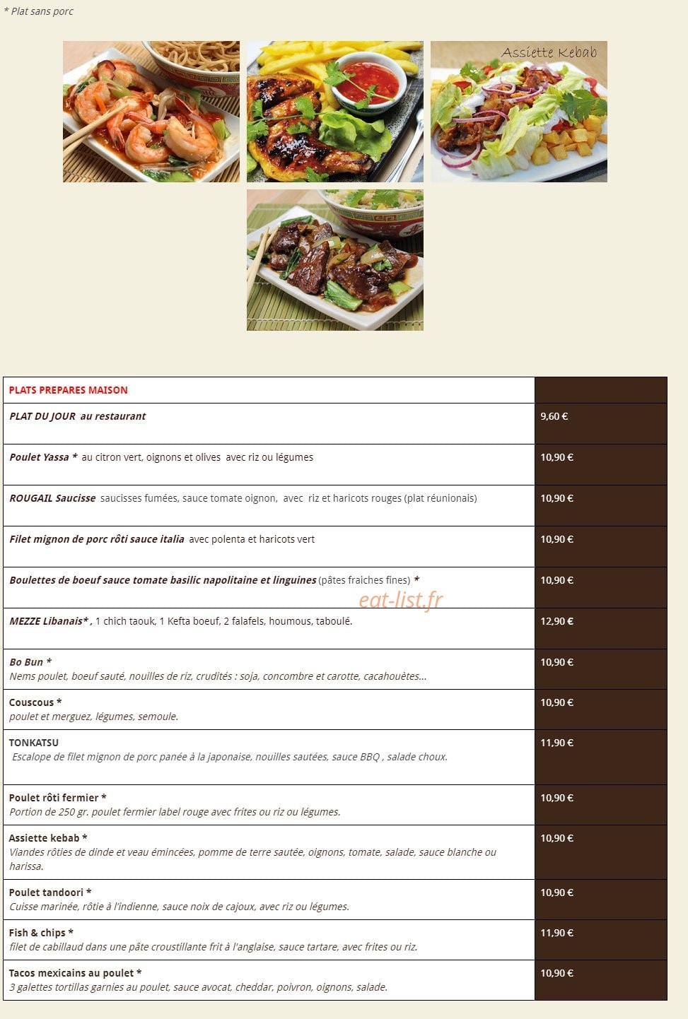Planet Food — carte page 2