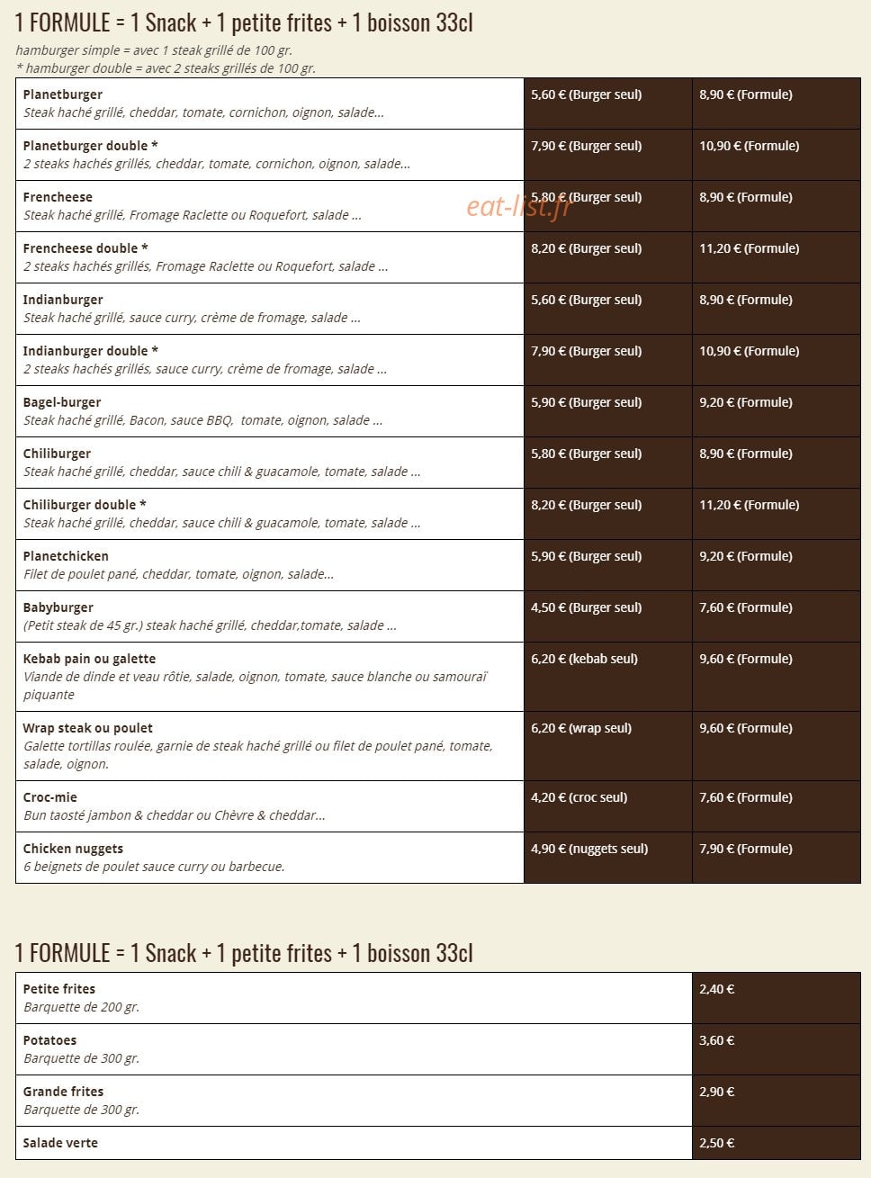 Planet Food — carte page 5