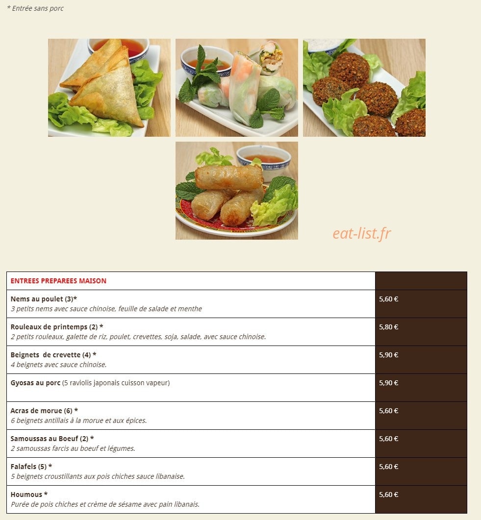 Planet Food — carte page 1