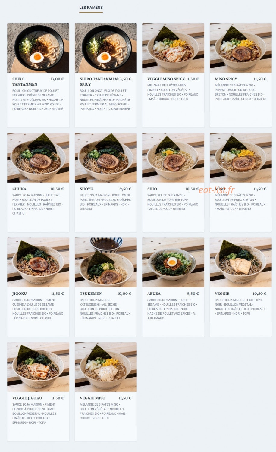 Ramen ya — carte page 1
