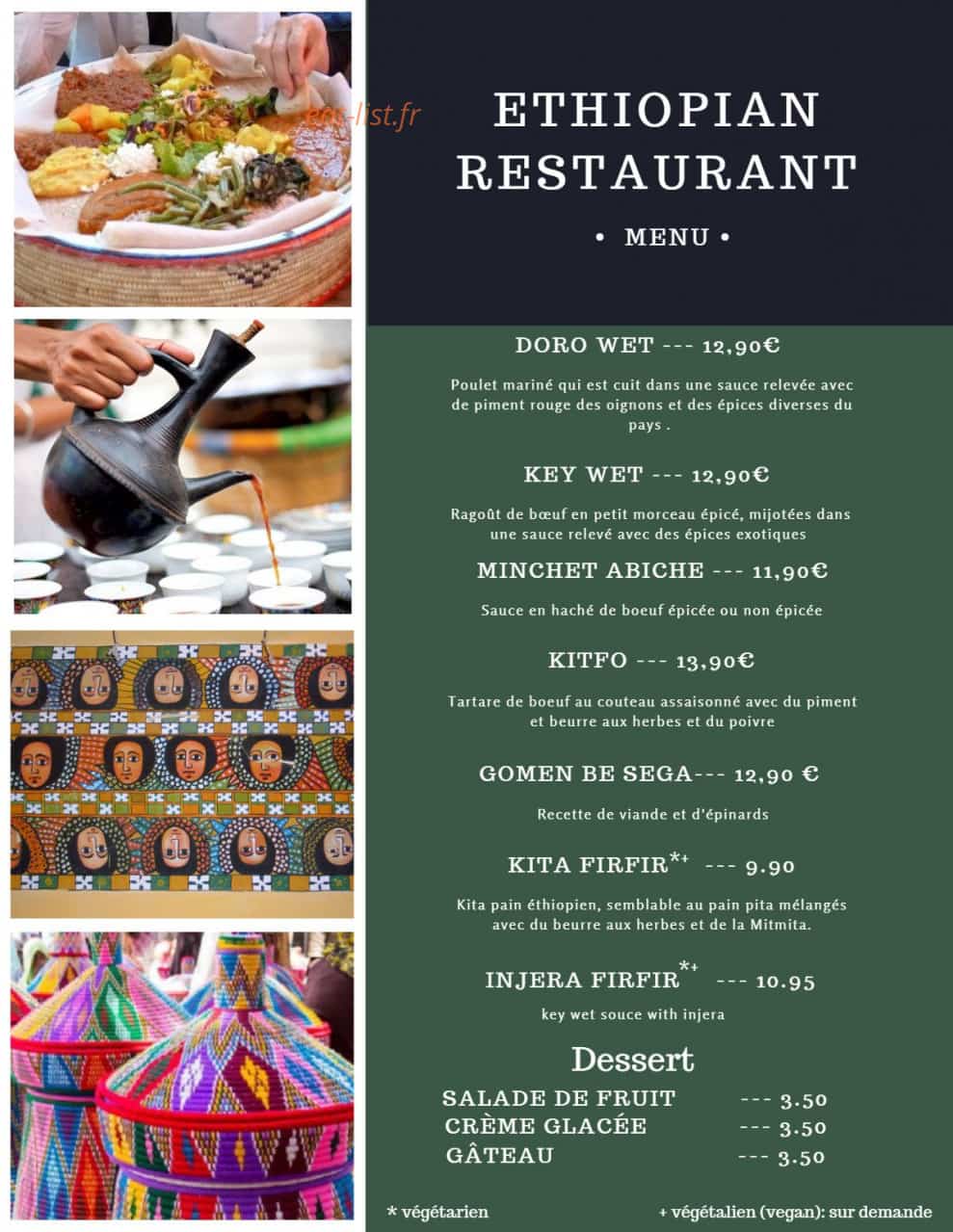 Restaurant Ethiopien — carte page 2