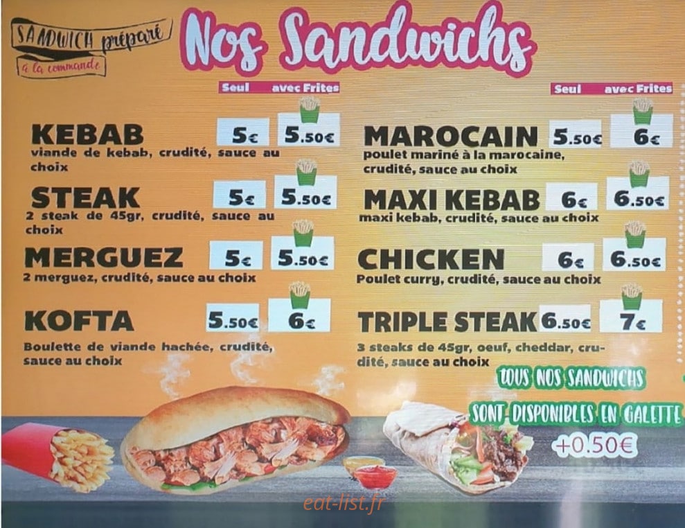 Saadat Food — carte page 1