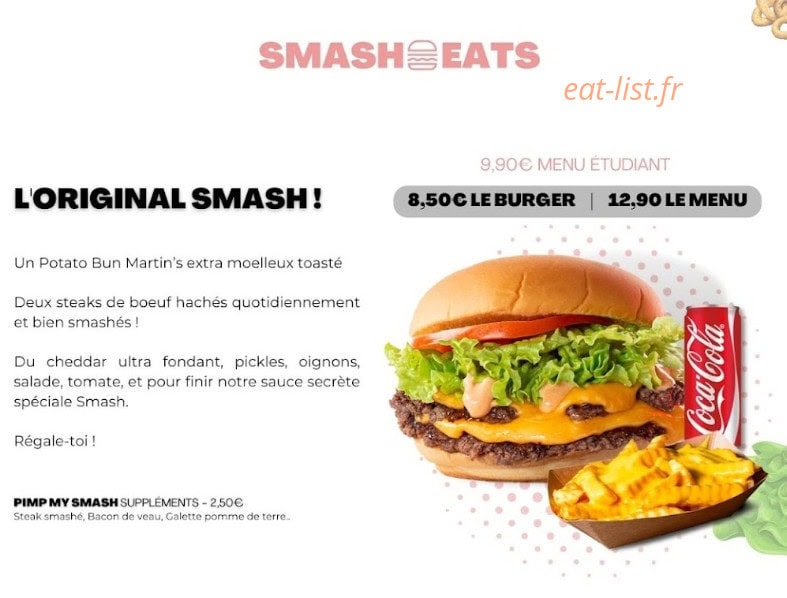 Smash Burger — carte page 1