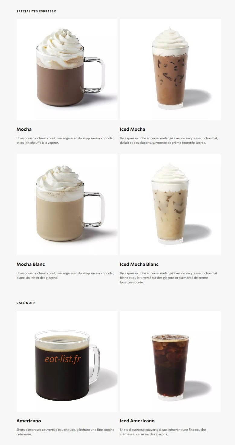 Starbucks Coffee — carte page 3
