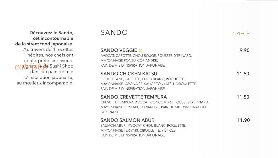 Sushi Shop — carte page 15