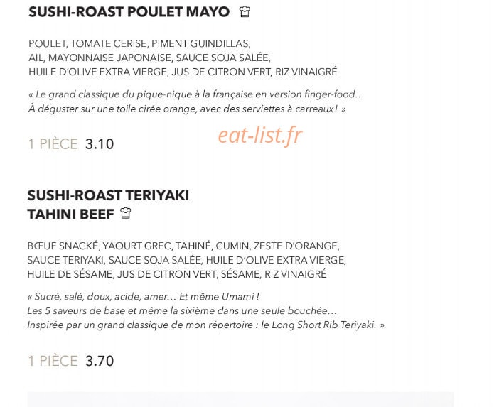 Sushi Shop — carte page 6