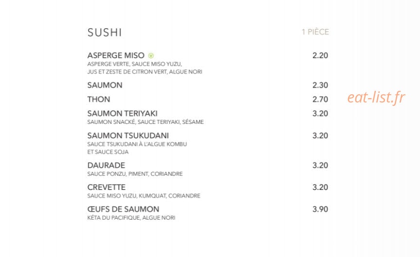 Sushi Shop — carte page 19