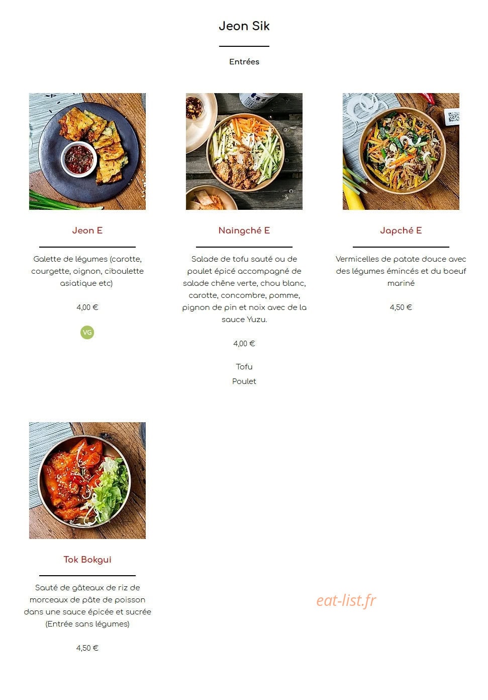 Yam Yam — carte page 1