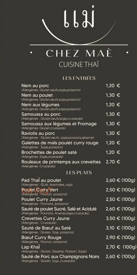 Chez Maè — carte page 1