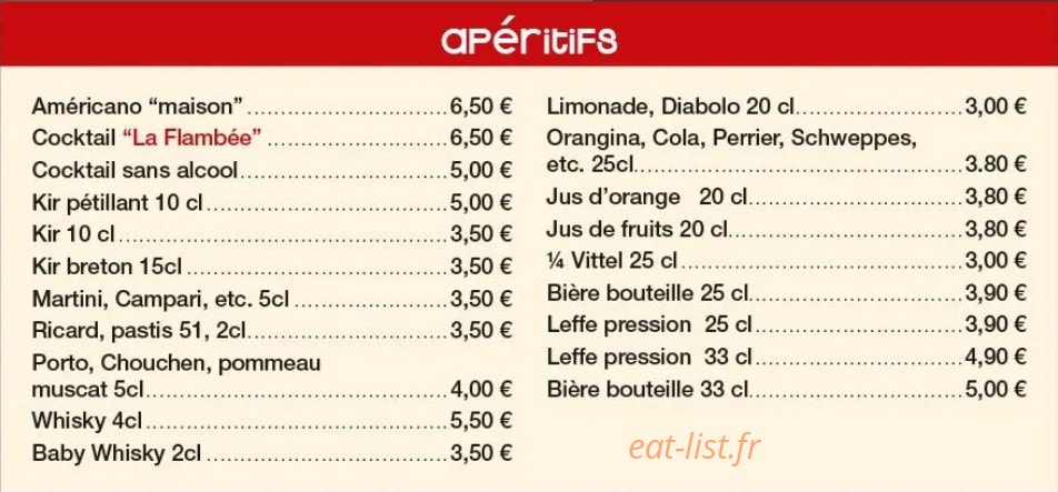 La Flambée — carte page 1