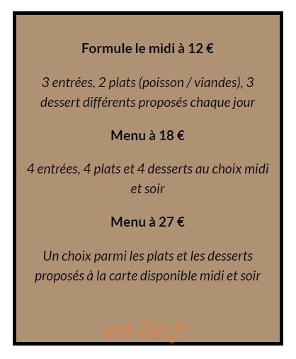Carte et menu de Le Porche Au Pain à Dol de Bretagne — Les menus