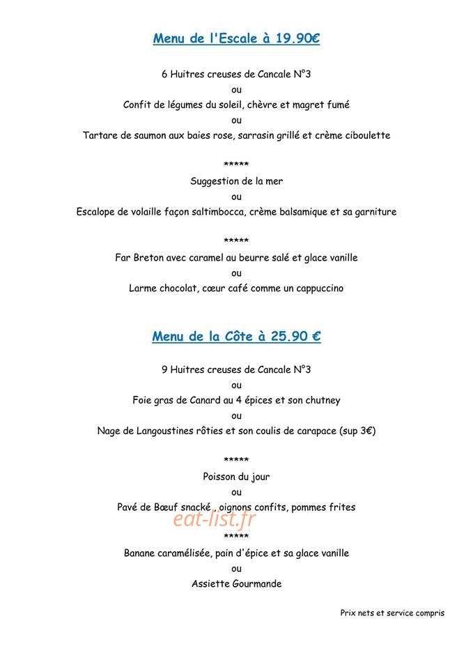 L'Escale des Bouchots — carte page 1