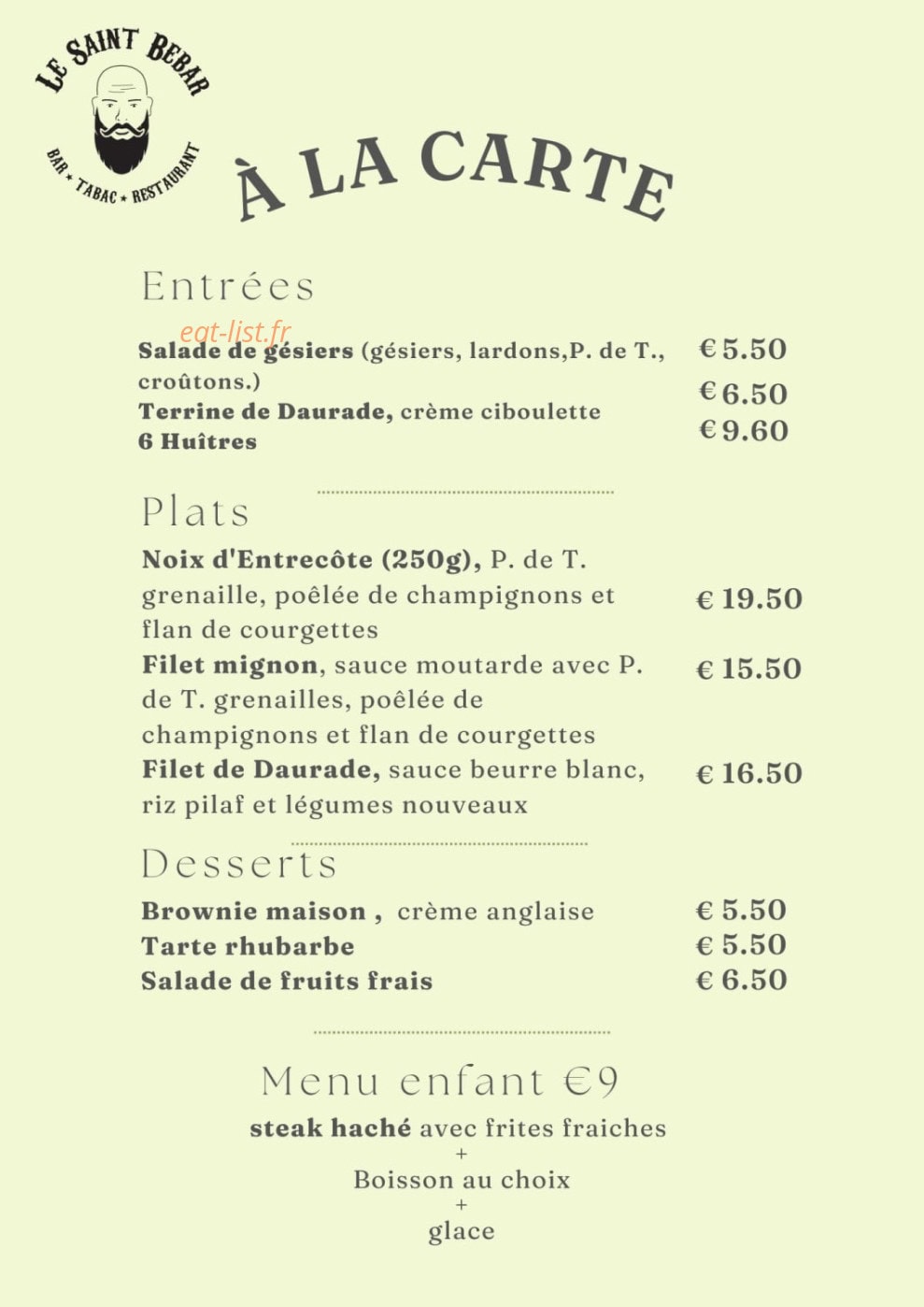 Le Saint Bebar — carte page 1