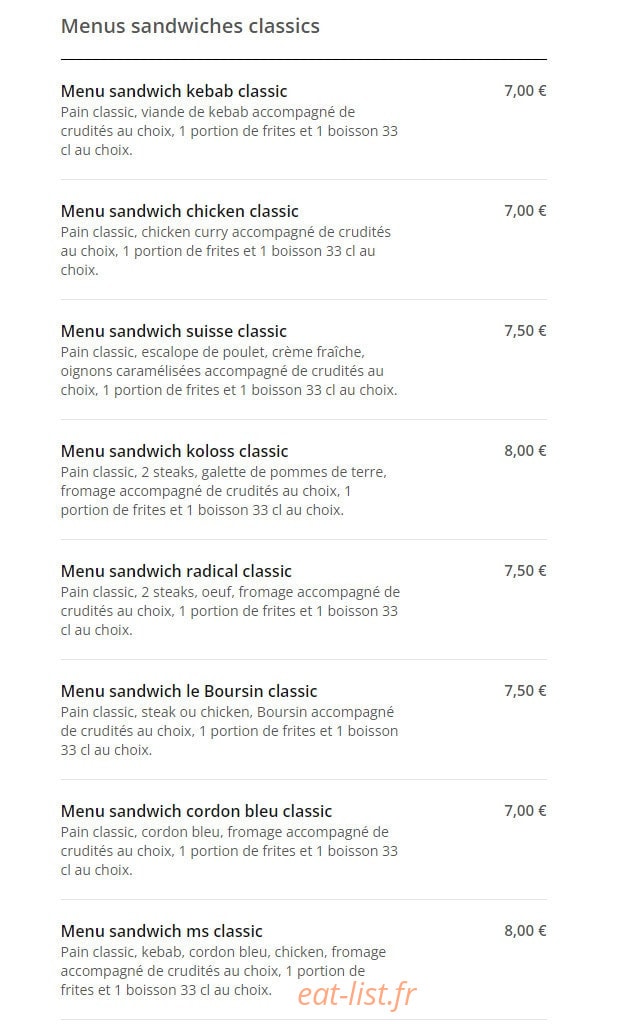 MS Food — carte page 3