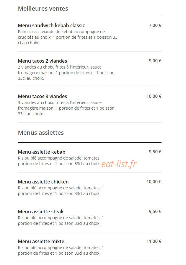 MS Food — carte page 1