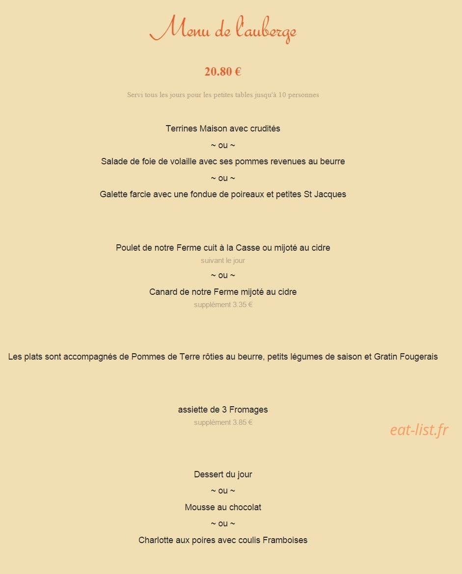 La Ferme de Mésauboin — carte page 1