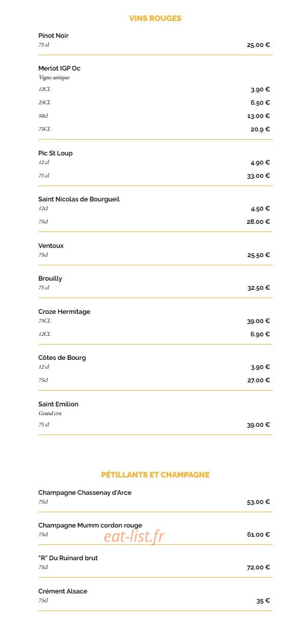 La Taverne — carte page 14