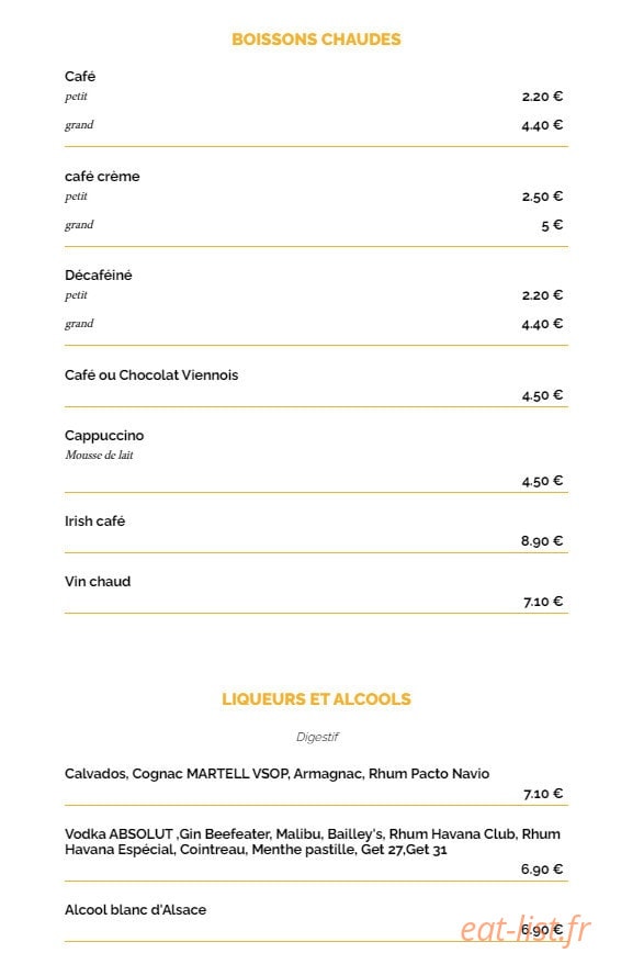 La Taverne — carte page 16
