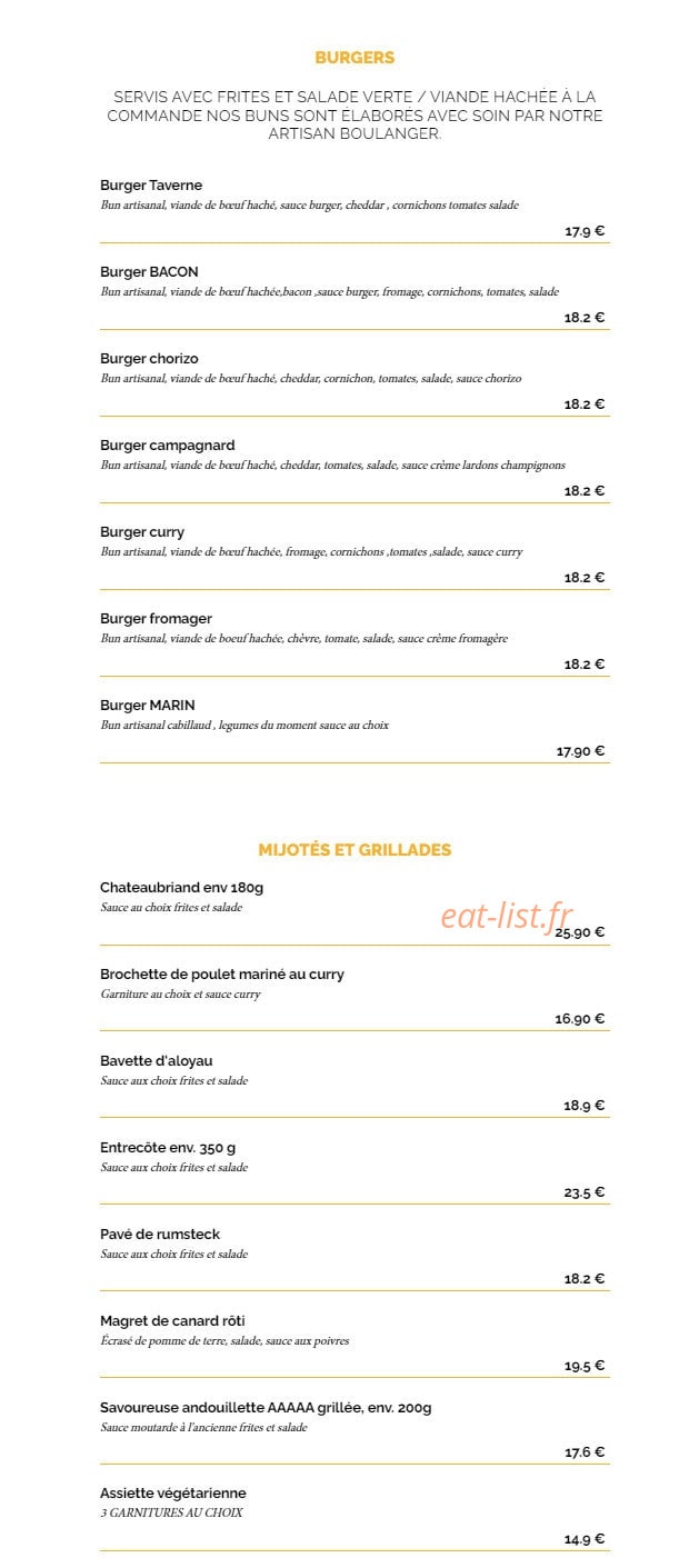 La Taverne — carte page 5