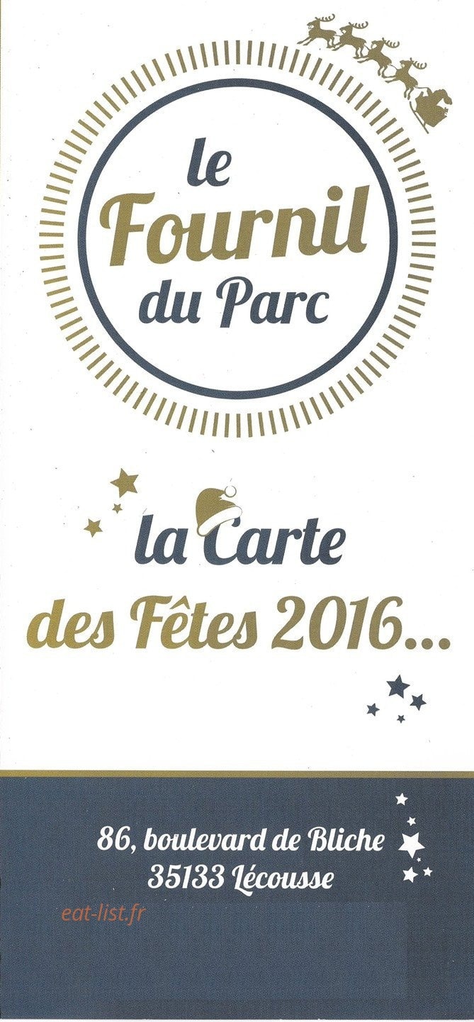 Le Fournil du Parc — carte page 1