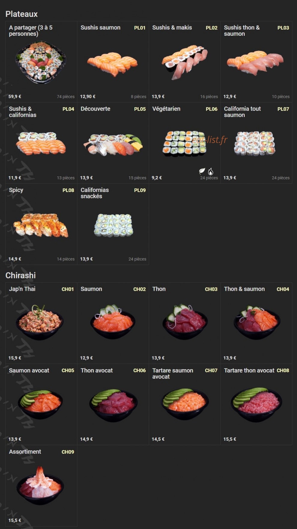 Jap'n Thai — carte page 1