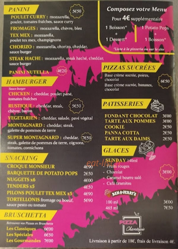 Pizza Chantepie — carte page 1
