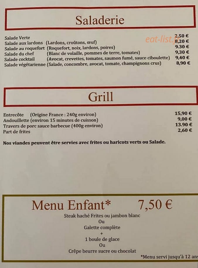 Creperie la Gourmandise — carte page 1